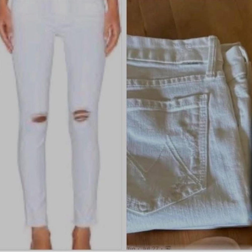 MOTHER The Looker Stayin’ Cool (White) distressed Skinny Jeans 27 NWOT